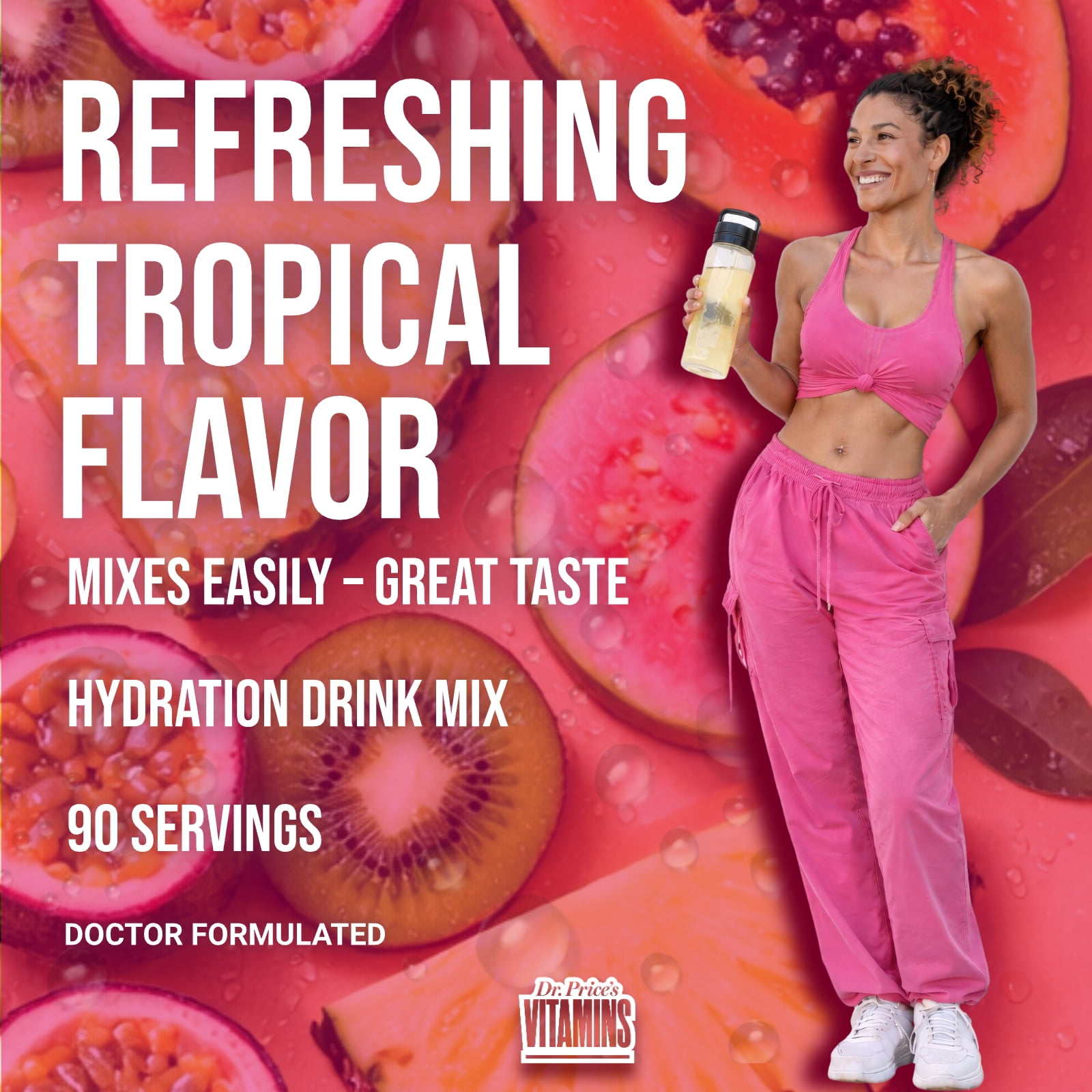 Dr. Price’s Electrolyte Mix – Sugar-Free Hydration Powder with 72+ Trace Minerals | Fast-Dissolving Electrolytes | Tropical Flavor, 90 Servings
