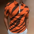 thumbnail image 2 of Wild Tiger Stripe Pattern Men Zipper T-shirt Summer Casual Short Sleeve T-shirt Top, 2 of 7