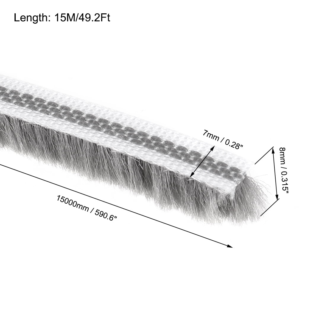 Unique Bargains Brush Weather Stripping Card-Slot Seal Strip 0.28"x0.31" 49.2Ft