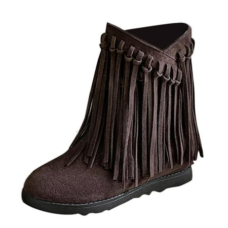 

ZHAGHMIN Camouflage Boot Women Ankle Boots Autumn And Winter Fashionable Vintage Tassel Boots Foreign Trade Large Round Toe Comfortable Tan Boots For Women Boots For Women Buckle Womens Boots Size 1