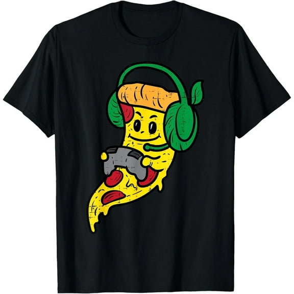 Gamer Pizza Video Gaming Funny Food Men Boys Kids Teen Youth T-Shirt