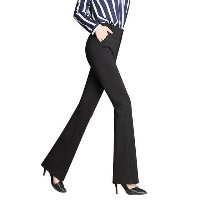 XZNGL Womens Trousers Plus Size Bell Bottom Trousers Ttraight Tigh Waist Work Pants