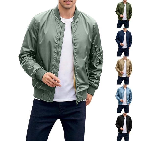 JPVDPA Mens Bomber Jacket Lightweight Casual Spring Fall Windbreaker Zip Up Coat with Pockets Army Green XXXL
