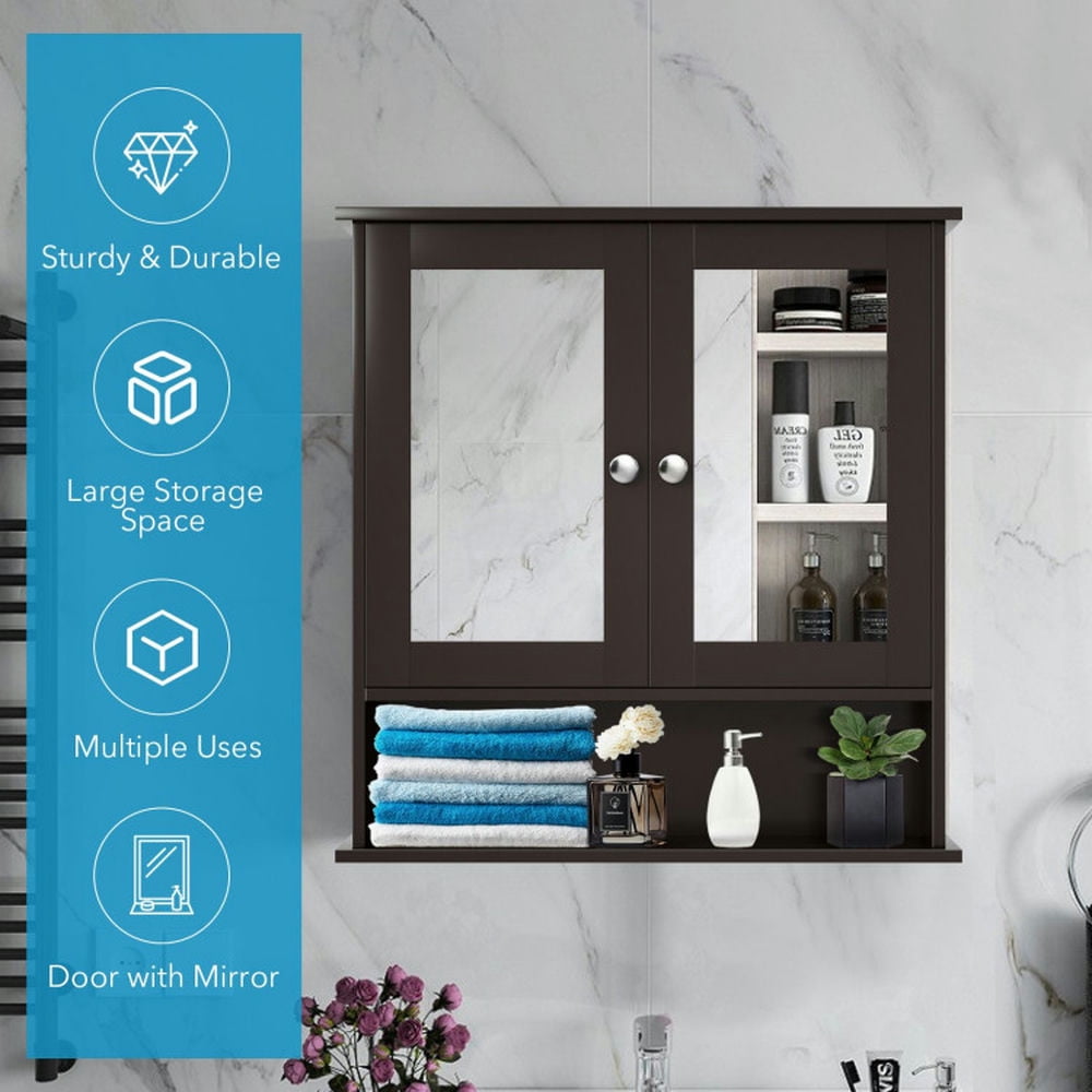 Finihen Bathroom Wall Cabinet, Wall Mounted Bathroom Mirror Cabinet, Bathroom Wall Mount Mirror Cabinet Organizer, for Bathroom, Brown Finihen Bathroom Wall Cabinet, Wall Mounted Bathroom Mirror Cabinet, Bathroom Wall Mount Mirror Cabinet Organizer, for Bathroom, Brown