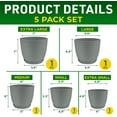 thumbnail image 2 of Lifemaster 5-Piece Gray Planter Pots with Drainage - Lightweight, Durable, Space-Saving Design for Indoor/Outdoor Use, 2 of 5