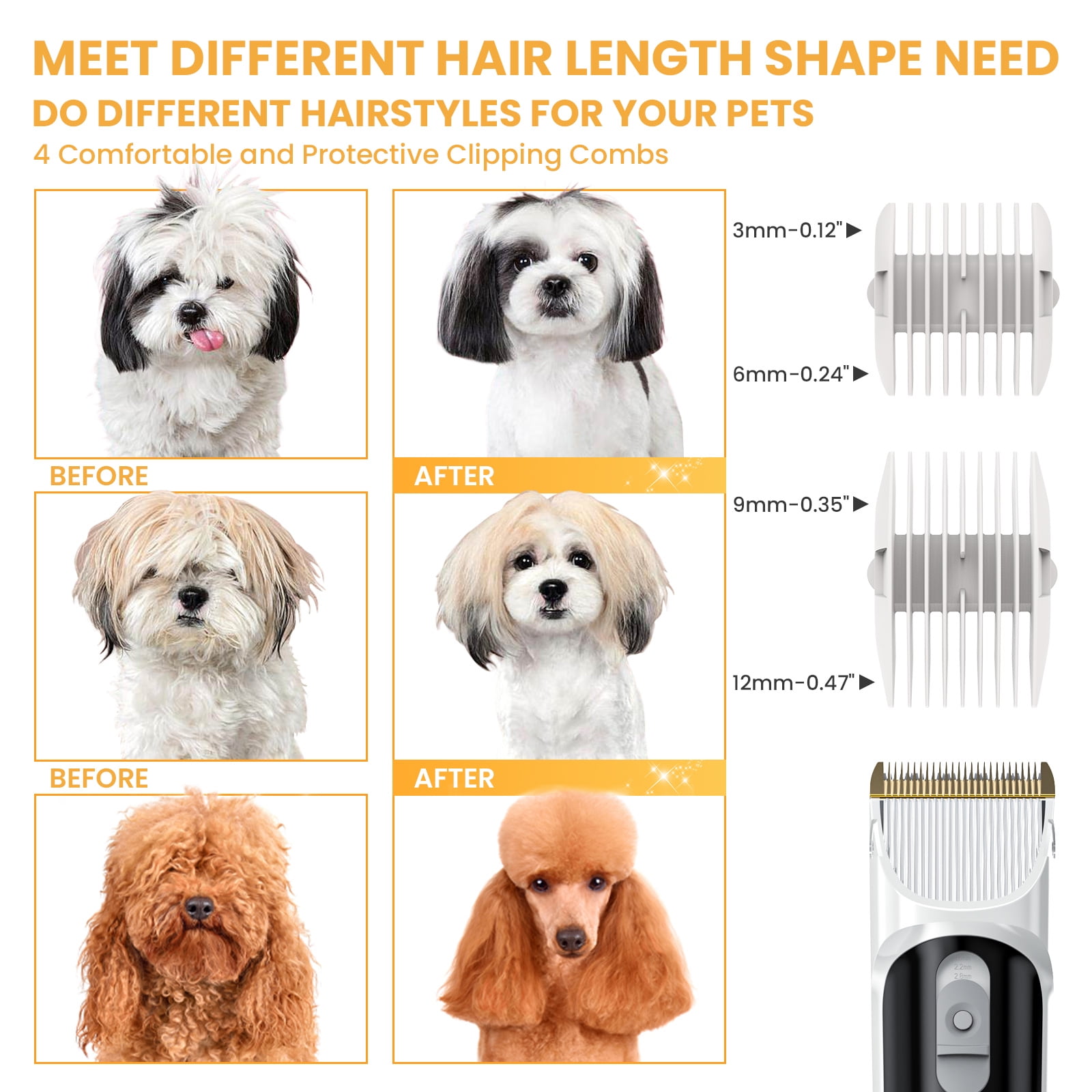 AUOSHI Pet Grooming Vacuum for Dogs & Cats, 13000Pa Suction, 5-in-1 Grooming Kit with Low Noise, 2.5L Dust Cup, Wireless Clippers, Deshedding Brush – Professional At-Home Pet Hair Cleaner