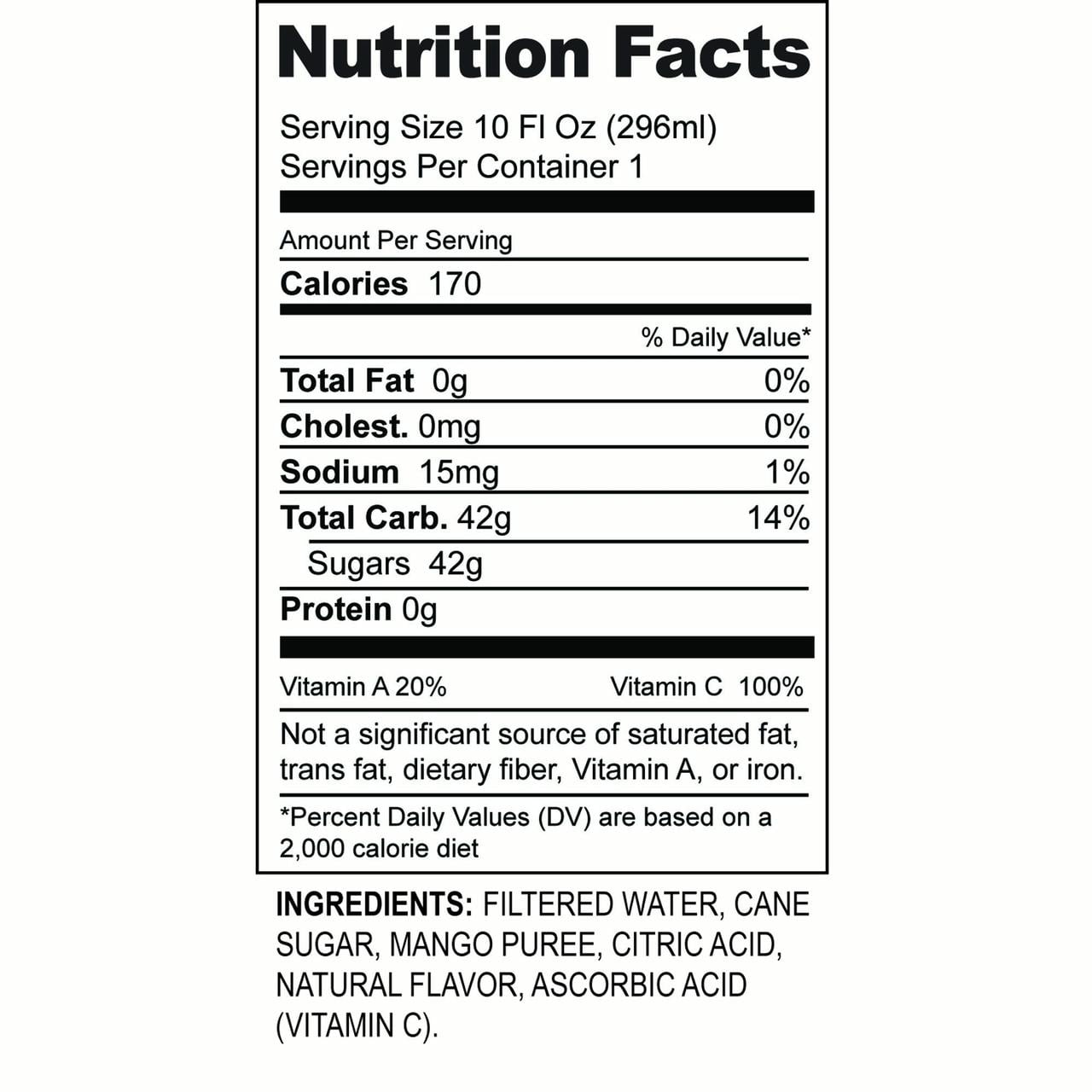 Langers Mango Nectar Nutrition Facts Runners High Nutrition