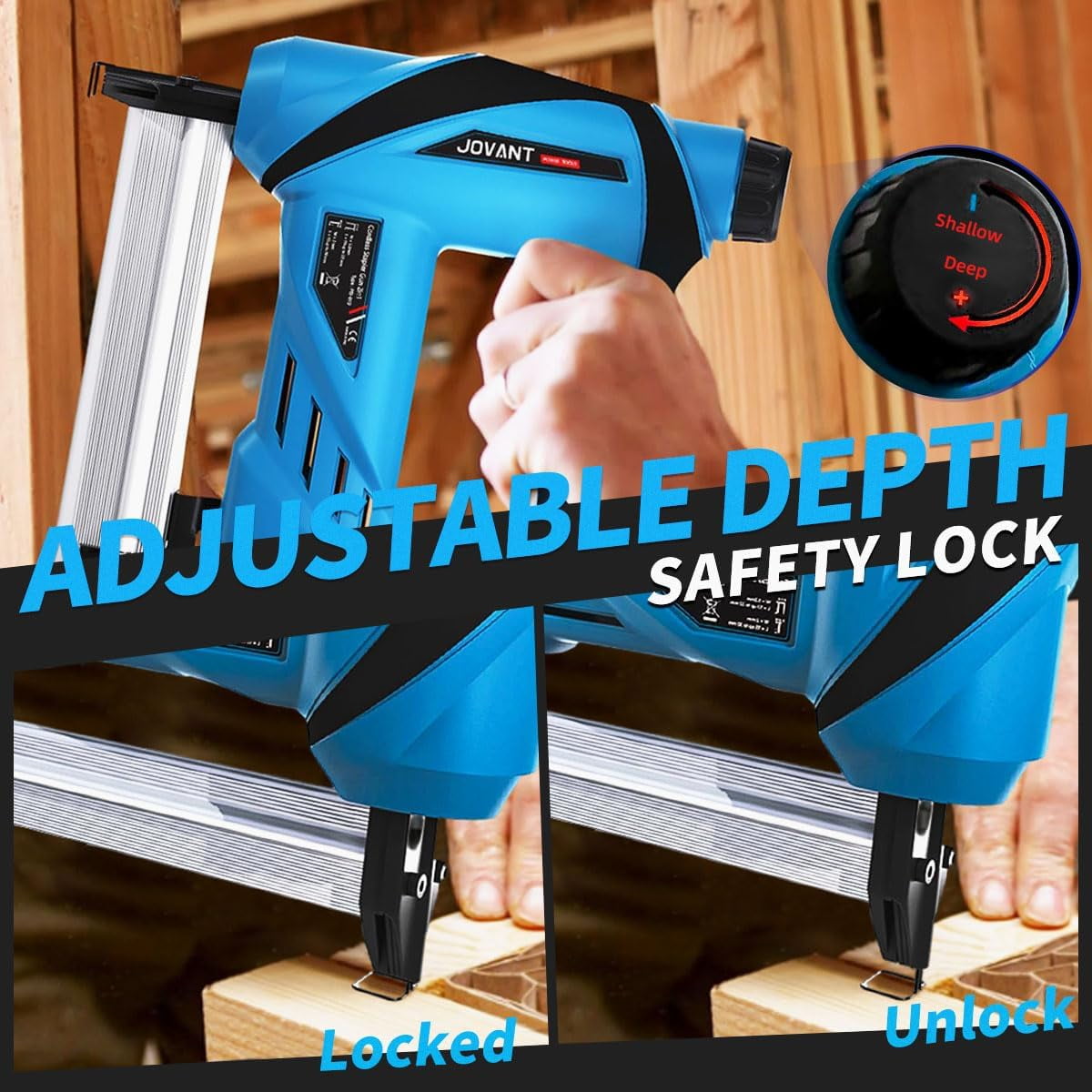 2 in 1 Nail Gun Battery Powered, 20V Cordless Nail Gun,400 Nails, 400 Staples, with Staple Puller, 2 * 2.0Ah Li-Ion Batteries and 2.4A Charger, Brad Nailer for Home Improvement & DIY