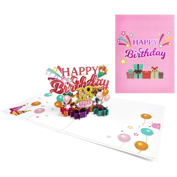 18th Birthday Card Funny, 18 Year Old Birthday Card – 3D Flower Butterflies Pop-Up Birthday Card for Daughter, Women, Girls, with Greeting Card and Envelope