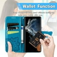 thumbnail image 5 of Feishell Wallet Case for Samsung Galaxy S23 Ultra 6.8 inch,Butterfly & Flower Embossed PU Leather TPU Inner Shell Magnetic Flip Stand Card Slots Shockproof Protective Phone Cover,Blue, 5 of 7