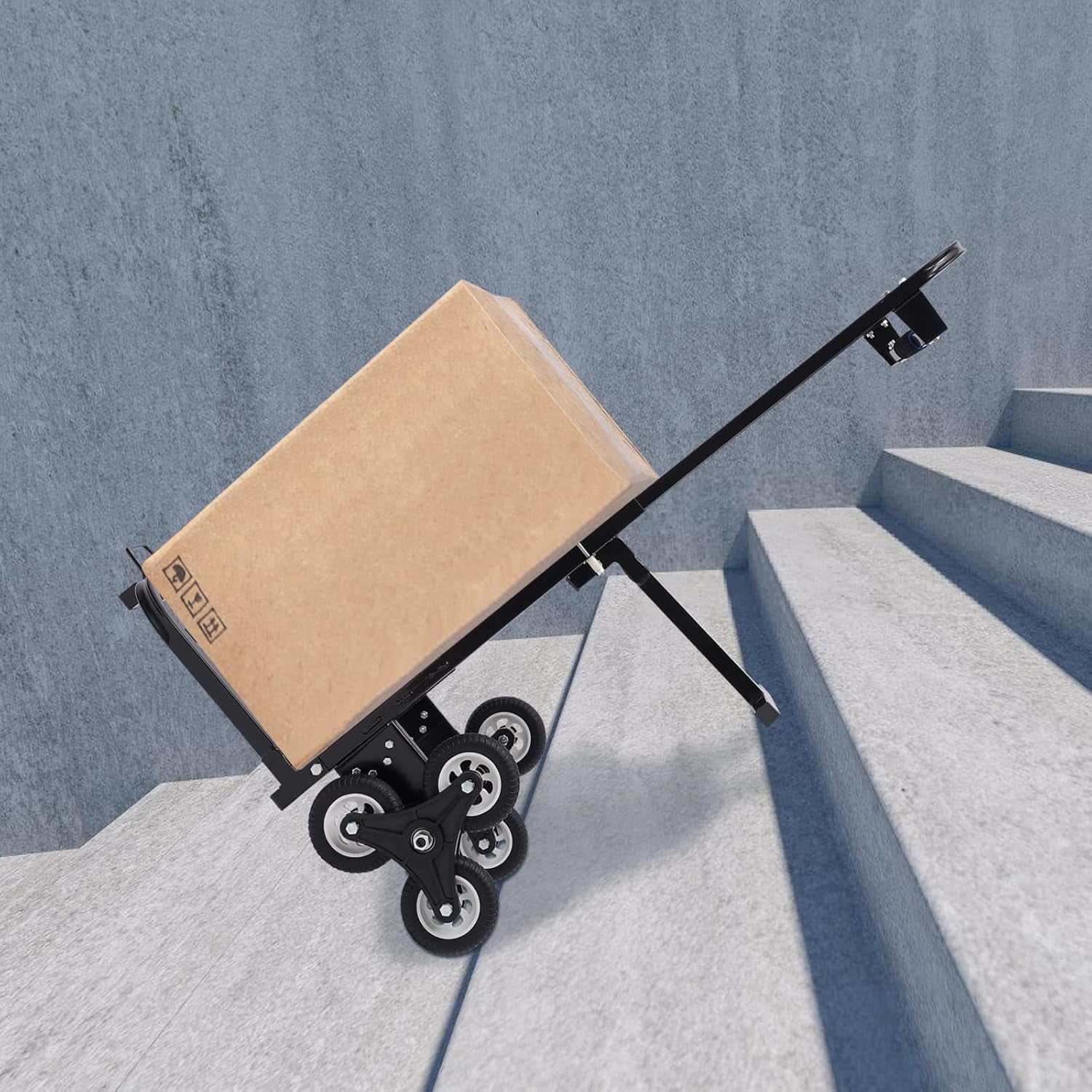 Stair Climbing Cart, 460 lbs Heavy Duty Folding Hand Truck with 6 Wheels, Adjustable Handle Dolly Cart for Stairs
