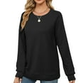 thumbnail image 2 of FAIWAD Women's Fall Winter Long Sleeve Round Neck Solid Color Cable Knit Plus Size Pullover Sweater Tops, 2 of 7