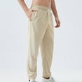 thumbnail image 4 of DPTALR George Men's Casual Pants, Waffle Textured, Drawstring, Stretch Elastic Waist, Tapered Joggers, with Pockets #Beige Big and Tall Men XXL, 4 of 5
