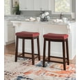 thumbnail image 2 of Linon Cessford 26" Backless Indoor Counter Stool, Dark Brown with Red Faux Leather, Includes 1 Stool, 2 of 9