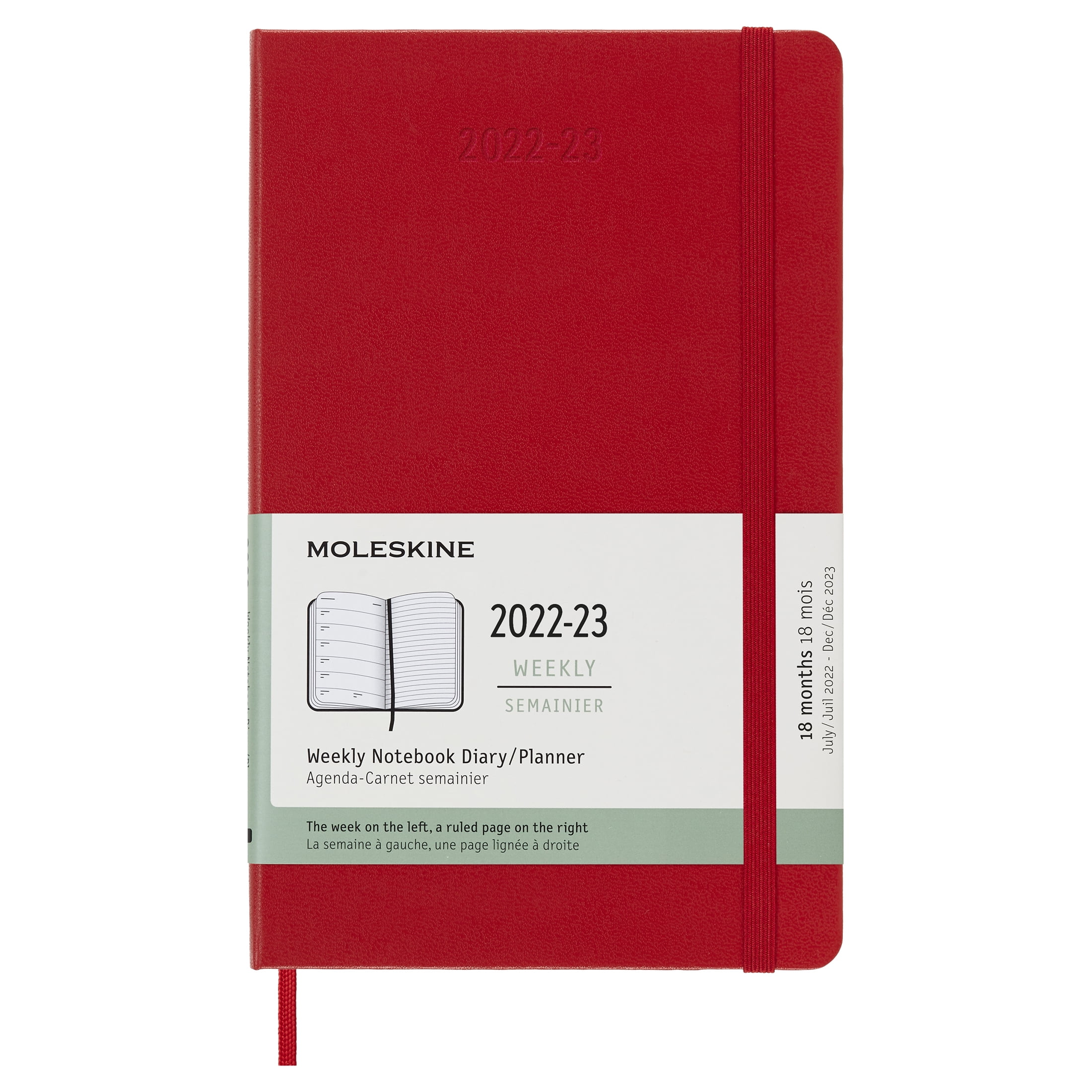 Moleskine 2023 Weekly Notebook Planner, 18M, Large, Scarlet Red, Hard Cover (5 x 8.25) (Calendar)