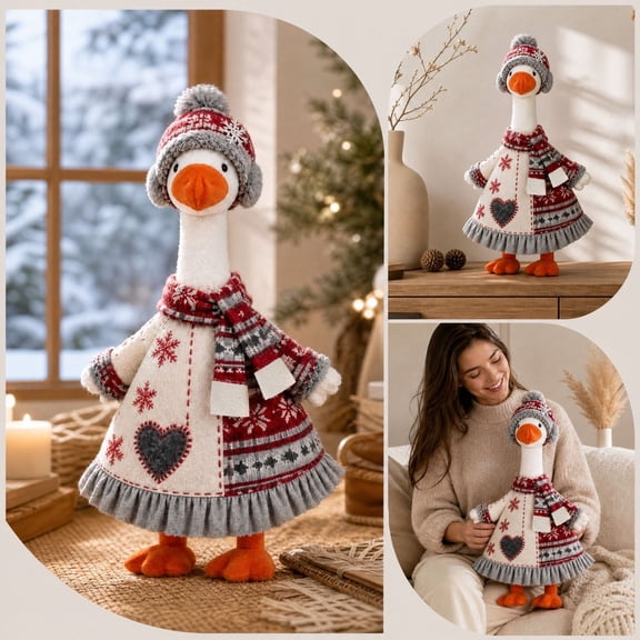 Aurorax 19 inch Porch Goose Christmas Outfits 23",Porch Goose Clothes Set,Winter Porch Goose Costume for Garden