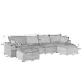 thumbnail image 4 of MAYEERTY Corduroy Oversized Sectional Sofa, Cloud Convertible U-Shape Couch with Ottoman for Apartment, Dark Gray, 4 of 6