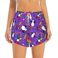 thumbnail image 2 of Susaid Rainbow Lgbt Penguin Print Women's High Waisted Running Shorts Quick Dry Athletic Gym Track Workout Shorts Zip Pocket-Small, 2 of 7