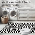 thumbnail image 5 of ODIKA 6'x6' Machine Washable Non-Slip Area Rug, Savanna Essence Abstract Striped with Curved Detailing High Traffic Rug, Black, 310974, 5 of 5