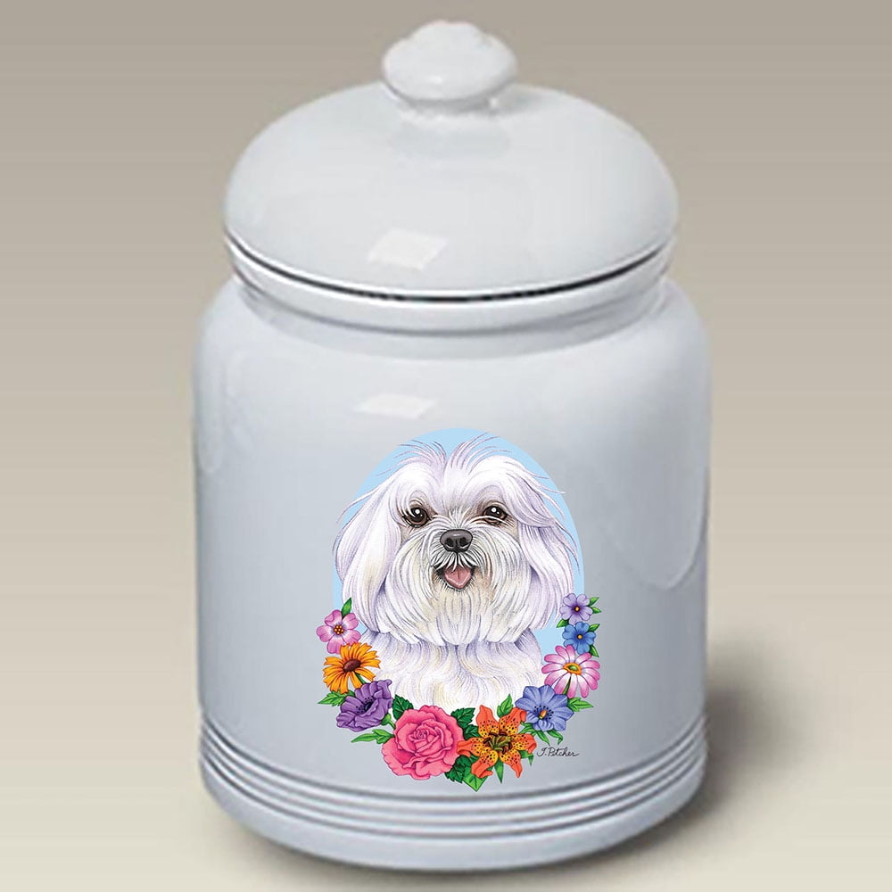 Maltese Best of Breed Ceramic Doggie Treat Jar