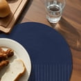 thumbnail image 3 of Navy Blue White Geometric Round 13 Inch Placemats Set of 6, Modern Herringbone Abstract Art HeatResistant Non Slip Place Mats for Dining Table, Wipeable Braided Kitchen Table Mats for Housewarming, 3 of 9
