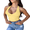 Yellow, variant on โLYMAYTER Women Halter Tank Summer Deep V Neck Crop Vest Solid Color Backless Slim Tank Tops XS-L