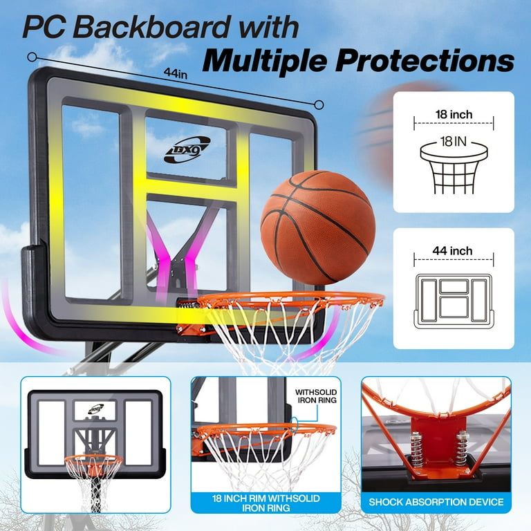 G GX9 Portable Basketball Hoop, 5.3-10 ft Adjustable, 44