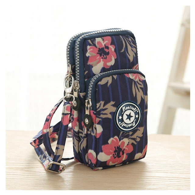 Woman‘s Cell Phone Bag with Large Capacity Wrist Strap Prints Design for Outdoor School Office Commute