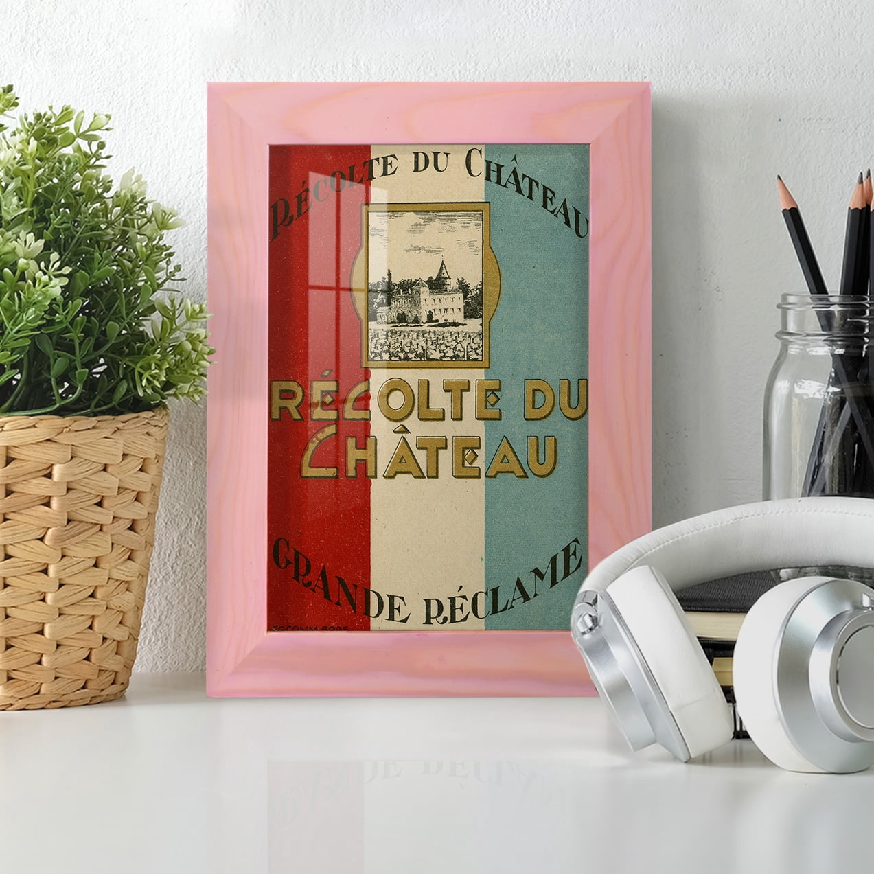 Recolte Du Chateau -Framed Print w/glass-Sunset Pink