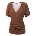 thumbnail image 5 of Timegard Womens Summer Tops Deep V Neck Short Sleeve Side Ruched Slim Comfy Casual Tee Blouse Fashion, 5 of 6