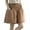 Khaki, variant on Sunshuilll High Waisted Elastic Pockets Shorts, Women's