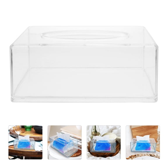 Mobutofu 1Pack Transparent Rectangular Tissue Box Cover for Household Users in Home and Office Desk