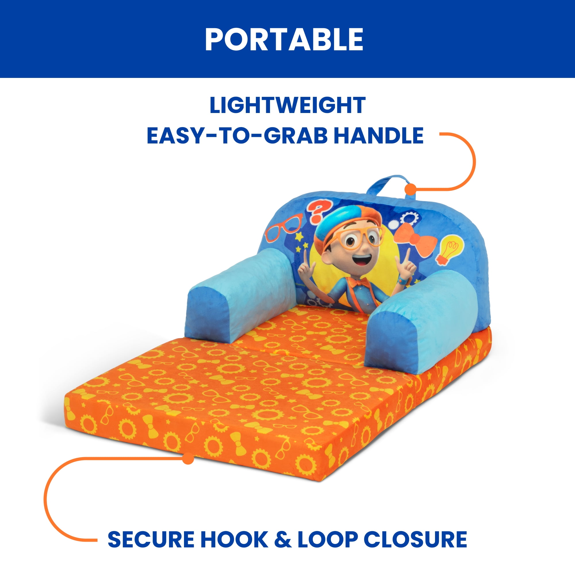 Blippi Cozee Buddy Flip-Out Chair by Delta Children, Blue