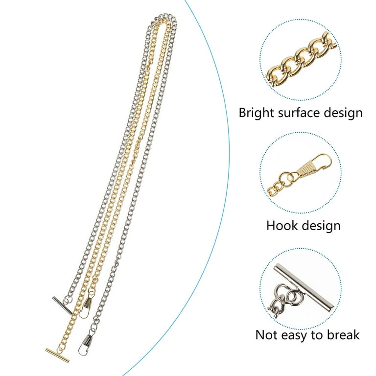 2pcs Elegant Pocket Watch Chains Decorative Cowboy Chain with Hook