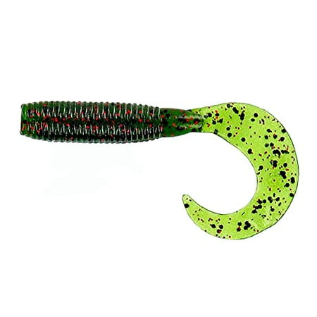 Yamamoto Gary Fishing - Swimming Soft Plastic Bass Lure Baits Watermelon with Large Black and Small Red 4 SINGLE TAIL GRUB 20 Pack