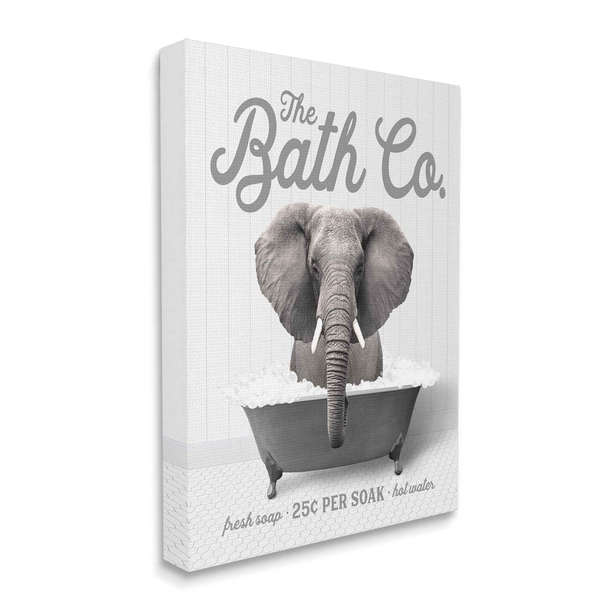 Stupell Industries Bubble Bath Elephant Animals & Insects Painting Gallery Wrapped Canvas Print Wall Art, 16 x 20
