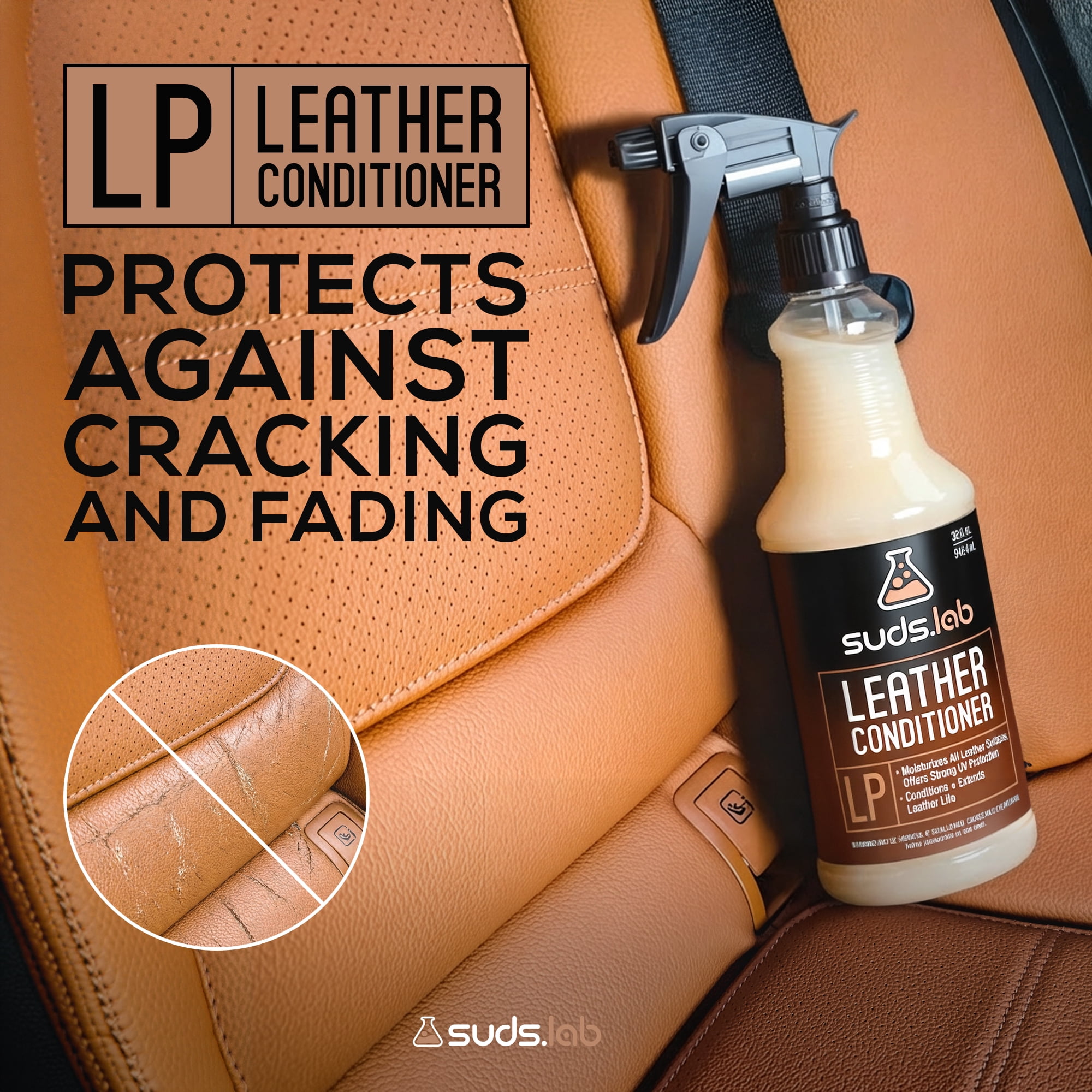 Suds Lab LP Leather Conditioner, UV Protectant and Moisturizer for Car and Home, 32 fl oz