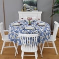 thumbnail image 2 of Blue Daisy Flower Pattern Round Tablecloth 60"x60",Wrinkle Wipeable Table Cloth for Kitchen Dining Room Picnic Patio Party, 2 of 6