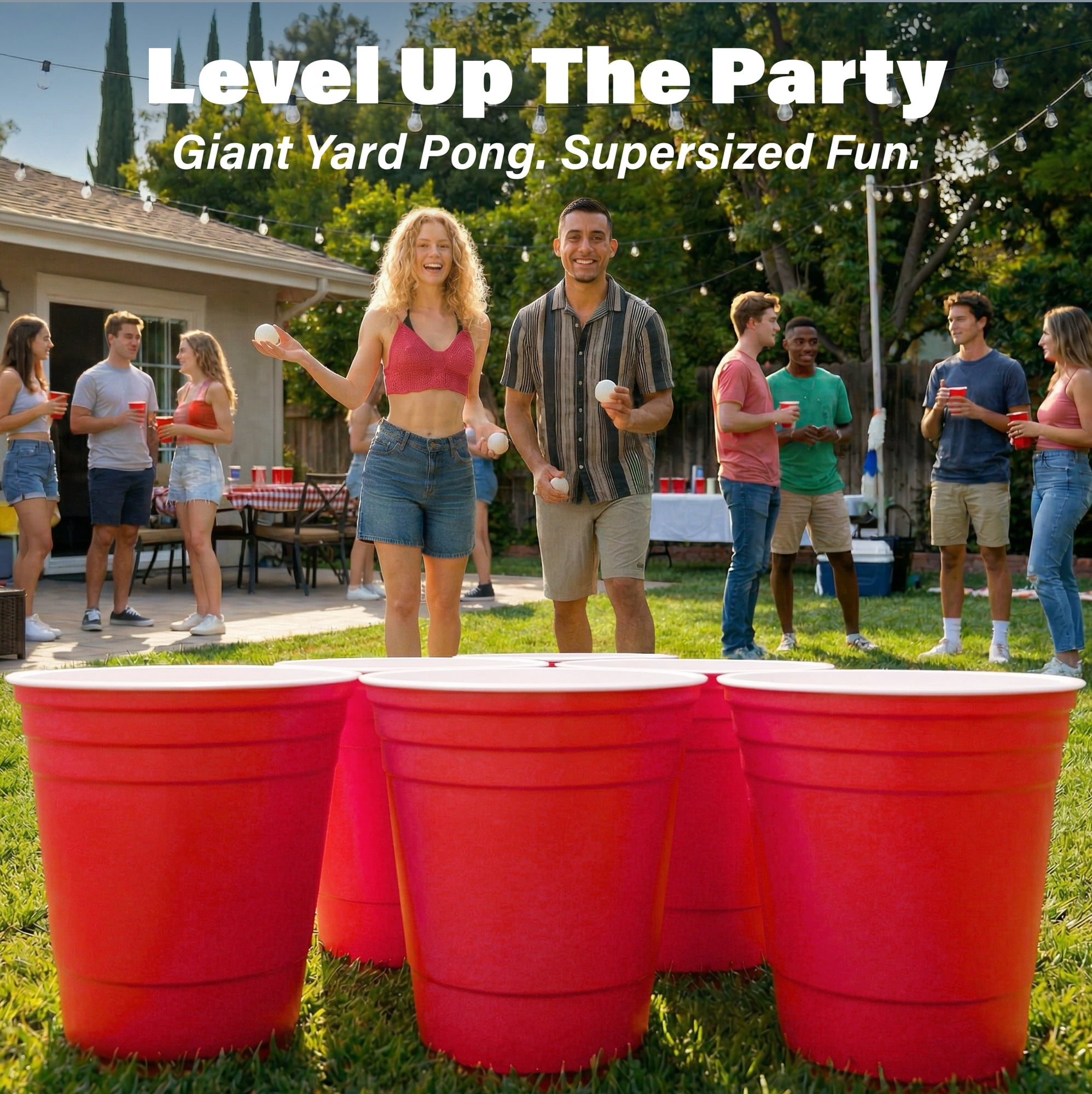 GoPong Giant Yard Pong Outdoor Game - Jumbo Sized Beer Pong PRO Set – Fun Beach and Lawn Party Games for Adults