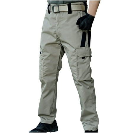 Wyobmus Men s Stretch Hiking Pants Water Resistant Ripstop Camouflage Cargo Pants Lightweight Outdoor Fishing Hunting Utility Pants Not Includ Waistbelt A-Khaki