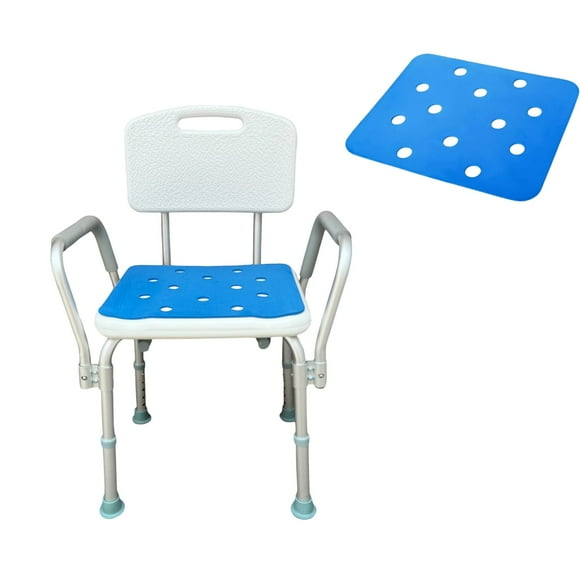 Silla para Baño Adulto Mayor con Almohadilla Confortable y Antideslizante | Brazos y Respaldo Desmontables, Ajuste de Altura y Fácil Montaje