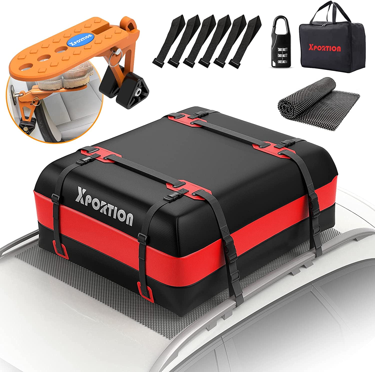 XPORTION Rooftop Cargo Carrier Bag, Waterproof Car Top Carrier, Car