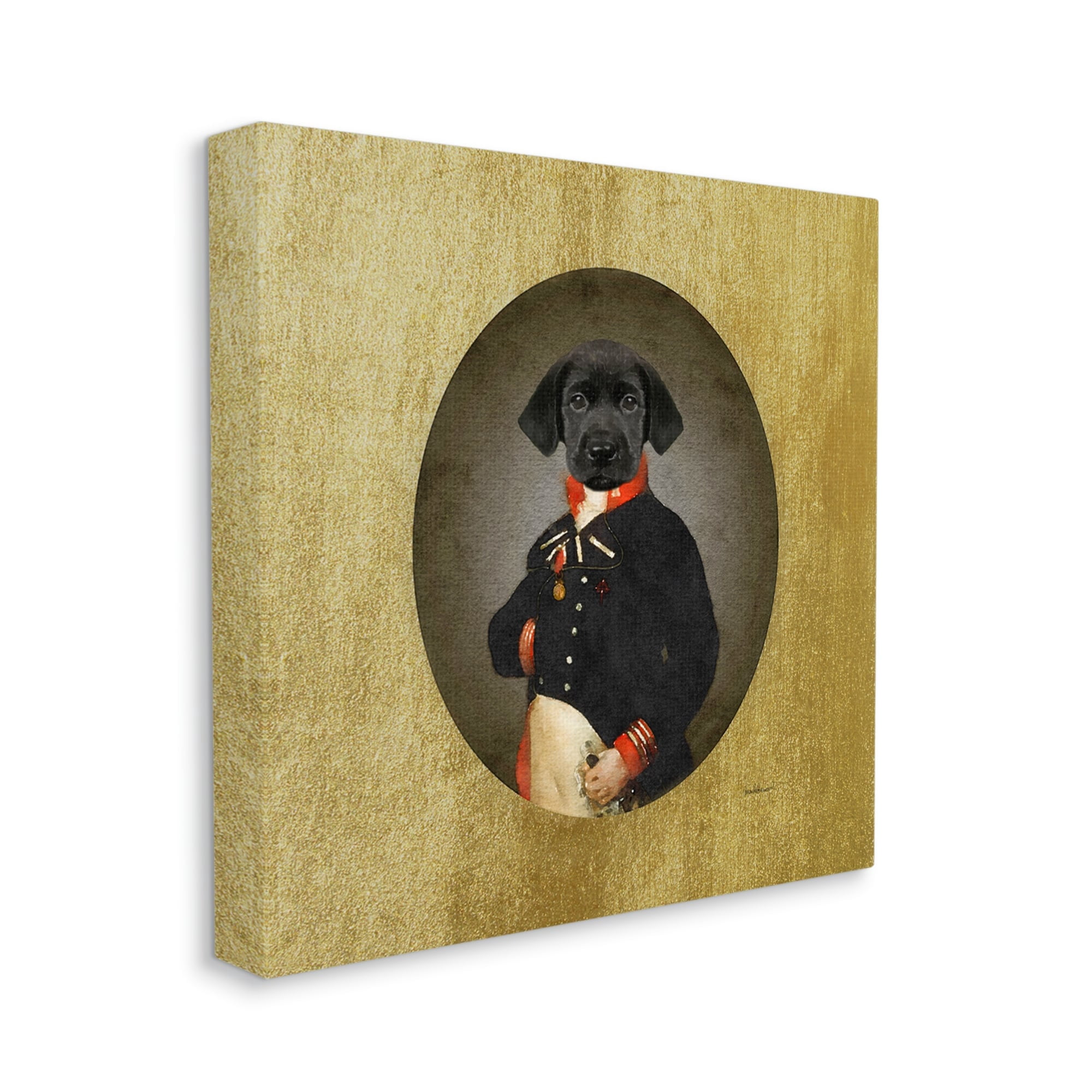 Stupell Industries Funny Black Dog Wearing Suit Vintage Admiral Portrait Graphic Art Gallery-Wrapped Canvas Print Wall Art, 17x17, by Amanda Greenwood
