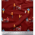thumbnail image 1 of Soimoi Silk Fabric Girl & Waiter Men Print Fabric by Yard 42 Inch Wide, 1 of 1
