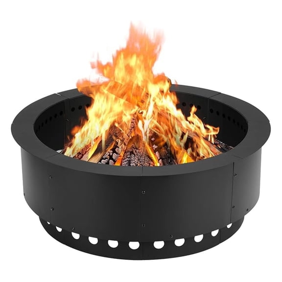 36 Inch Outer/30 Inch Inner Ring, Dual-Layer Design Smokeless Firepit Liner for Backyard, Beach & Camping