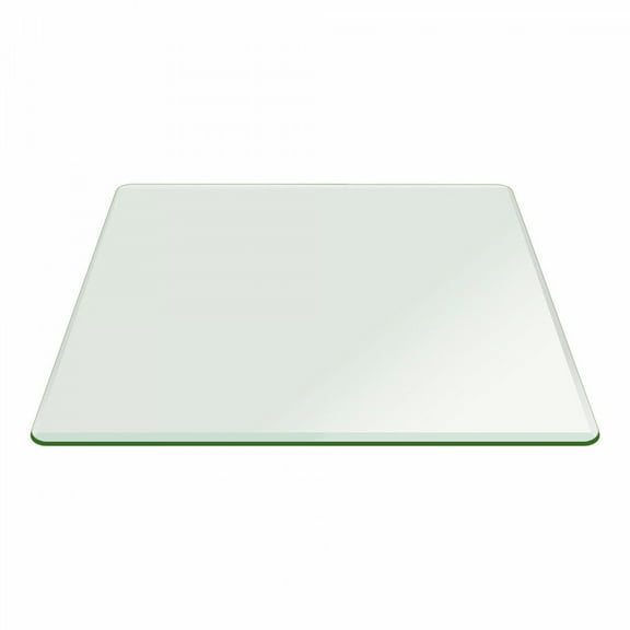 Modern Square Clear Glass Table Top with 1" Beveled Edge Tempered