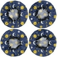 thumbnail image 2 of Shower Caps,Blue Sun Moon Star Pattern Waterproof Shower Cap for Women 4 Pieces,Double Reusable Hair Cover for Shower PEVA Elastic Stretch Hem, 2 of 7