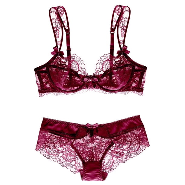 Varsbaby Wide Strap Underwire Bra and Sexy Lace Panties Lingerie Sets
