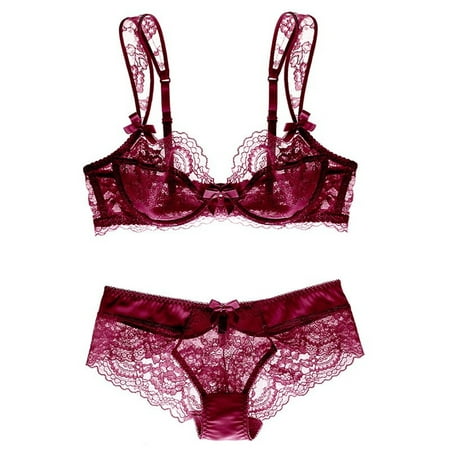 

Varsbaby Wide Strap Underwire Bra and Sexy Lace Panties Lingerie Sets