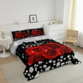 thumbnail image 2 of Erosebridal 3D Red Rose Comforter Set Red And Black Down Comforter Twin Rose Flower Gifts For Her Women Men Couple friend Romantic Floral Bedding Set Glitter Sequins Diamond Decor 1 Pillow Case, 2 of 6